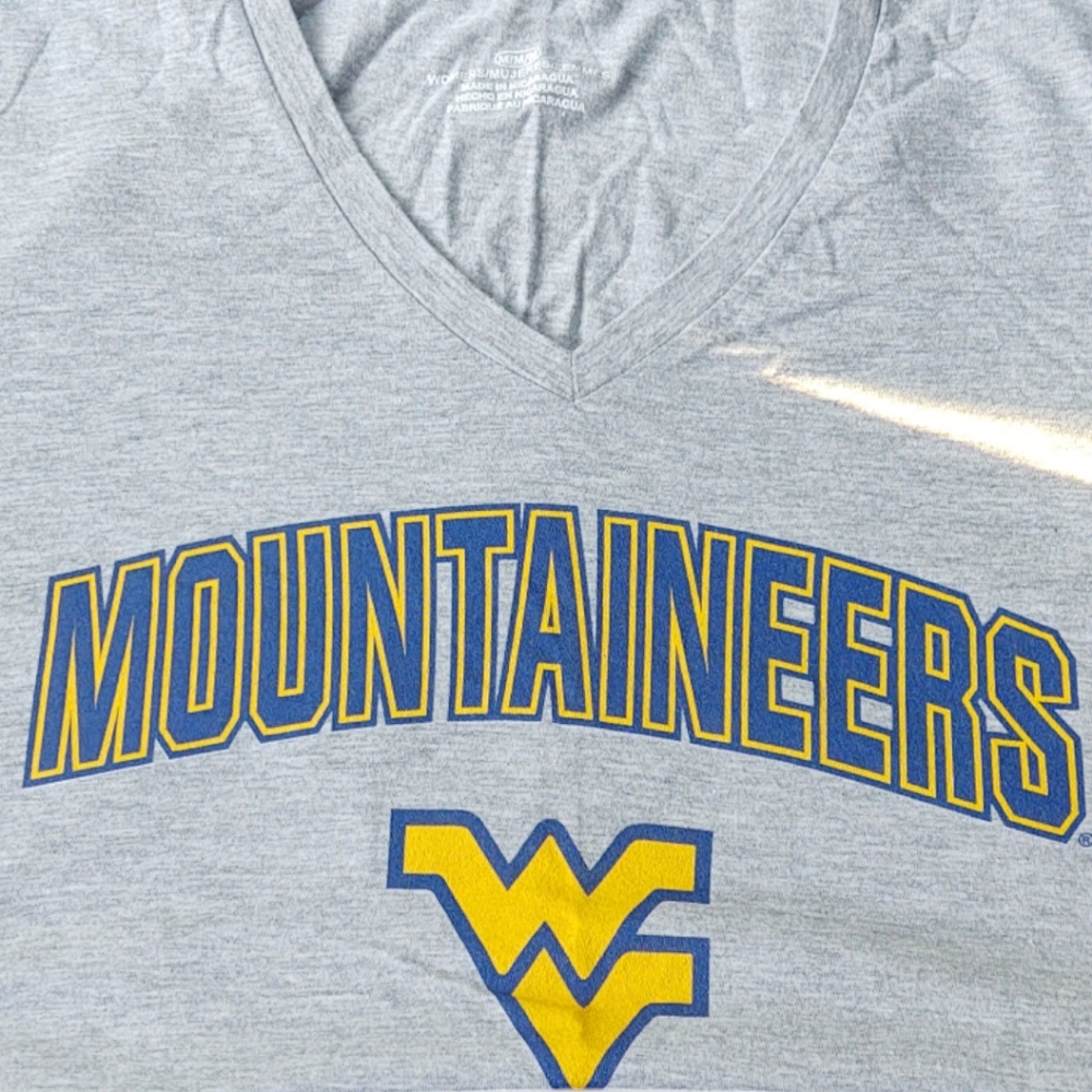 Fanatics WVU Mountaineers Ladies v-neck tee, Medium, Gray